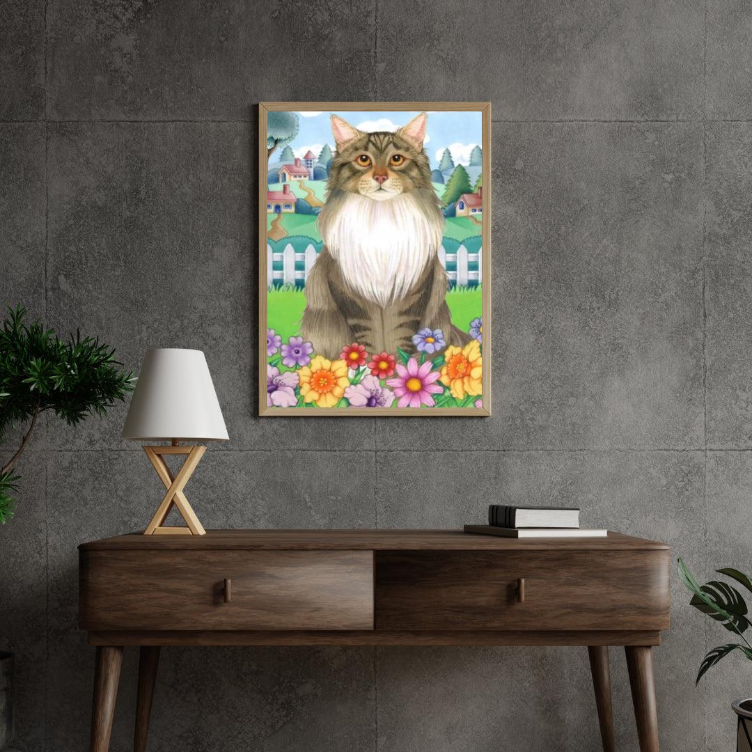 Diamantmalerei - Frühlings-Maine-Coon