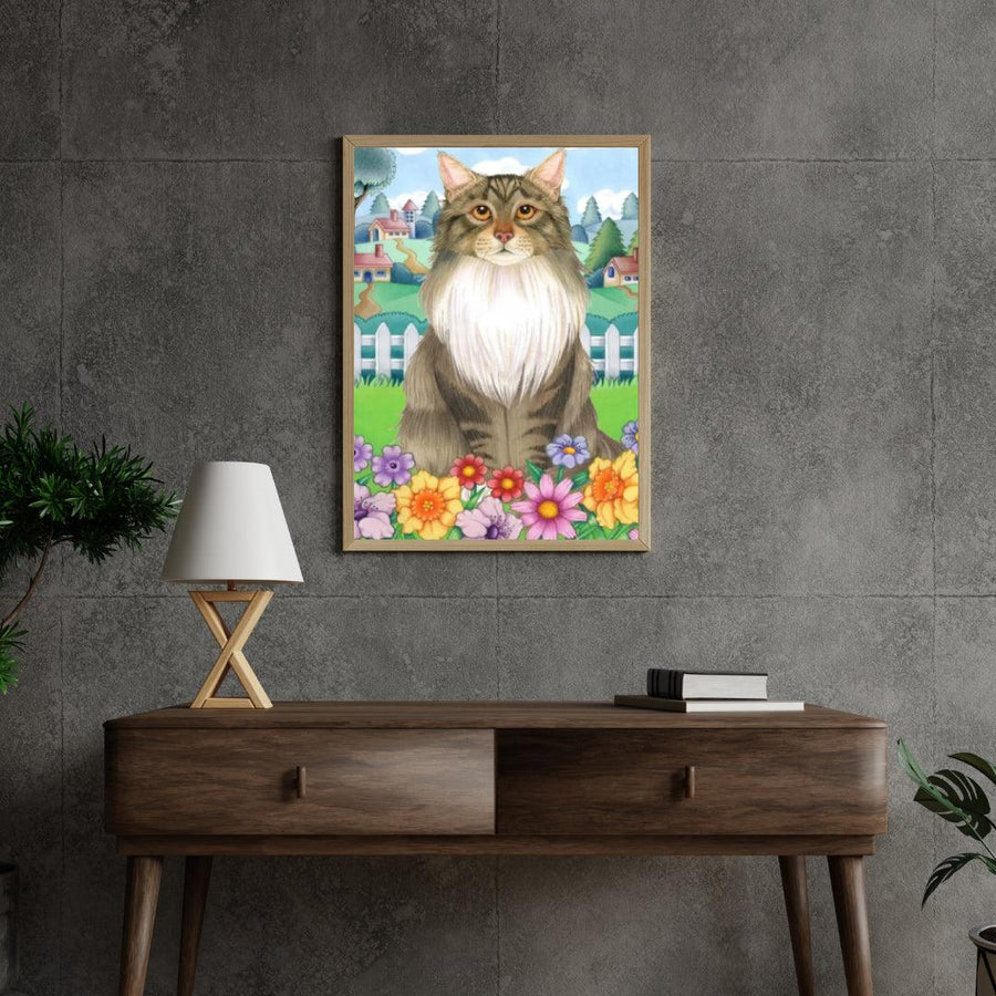 Diamantmalerei - Frühlings-Maine-Coon