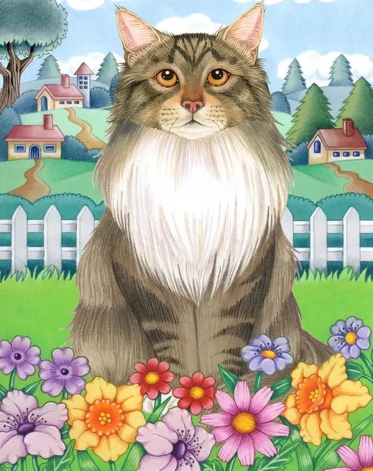 Diamantmalerei - Frühlings-Maine-Coon
