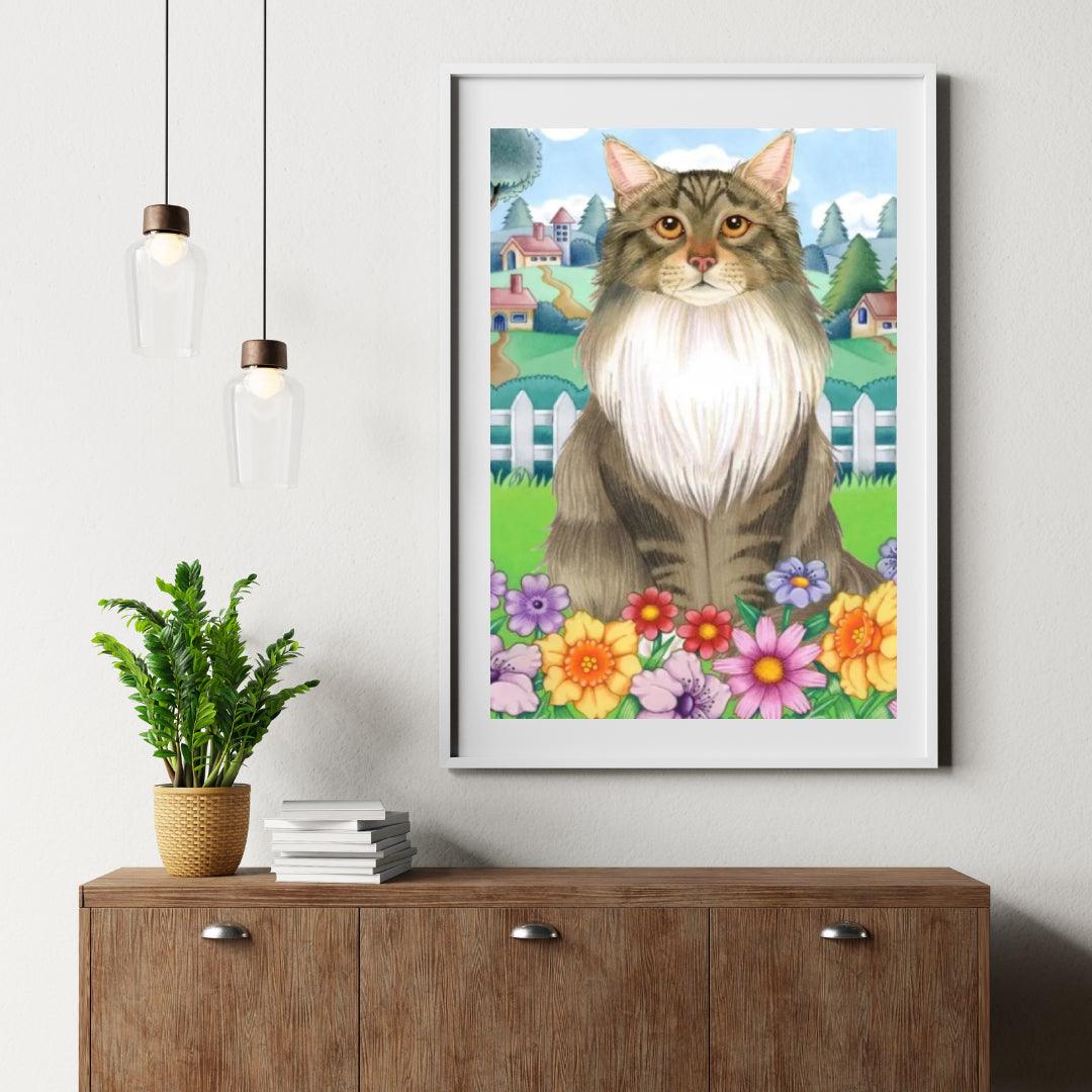 Diamantmalerei - Frühlings-Maine-Coon