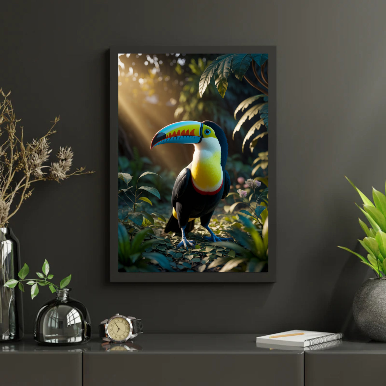 Diamantmalerei – Lebhafter Tukan im Regenwald