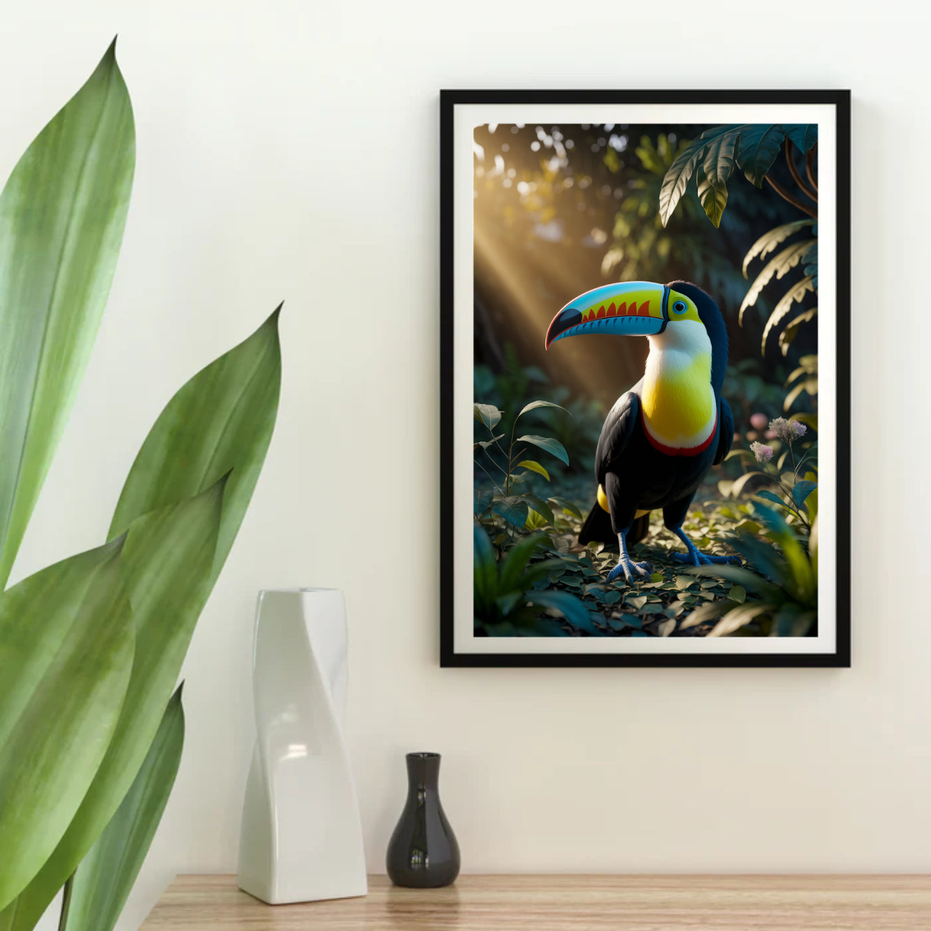 Diamantmalerei – Lebhafter Tukan im Regenwald