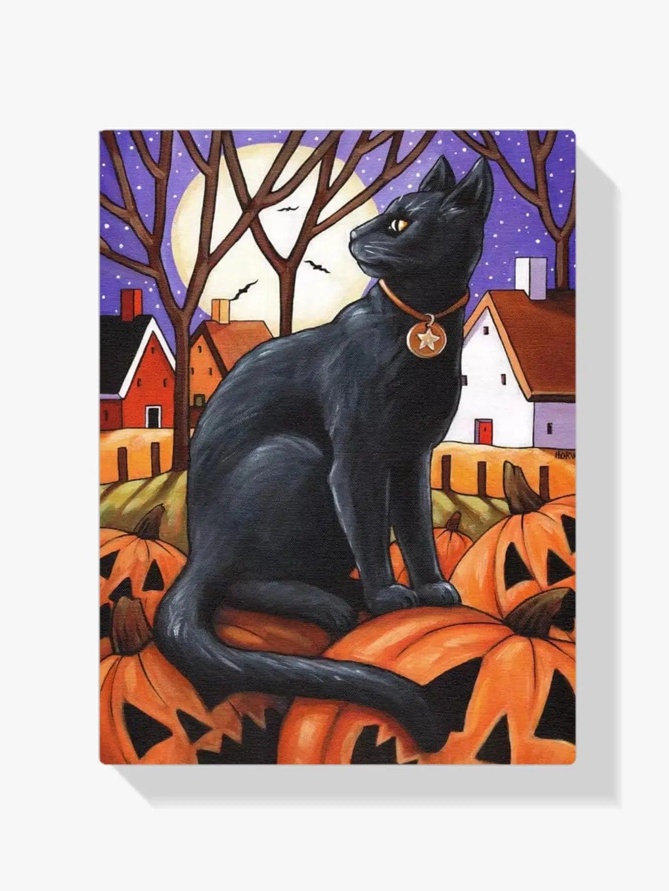 Diamantmalerei Mondkatze &amp; Kürbisse