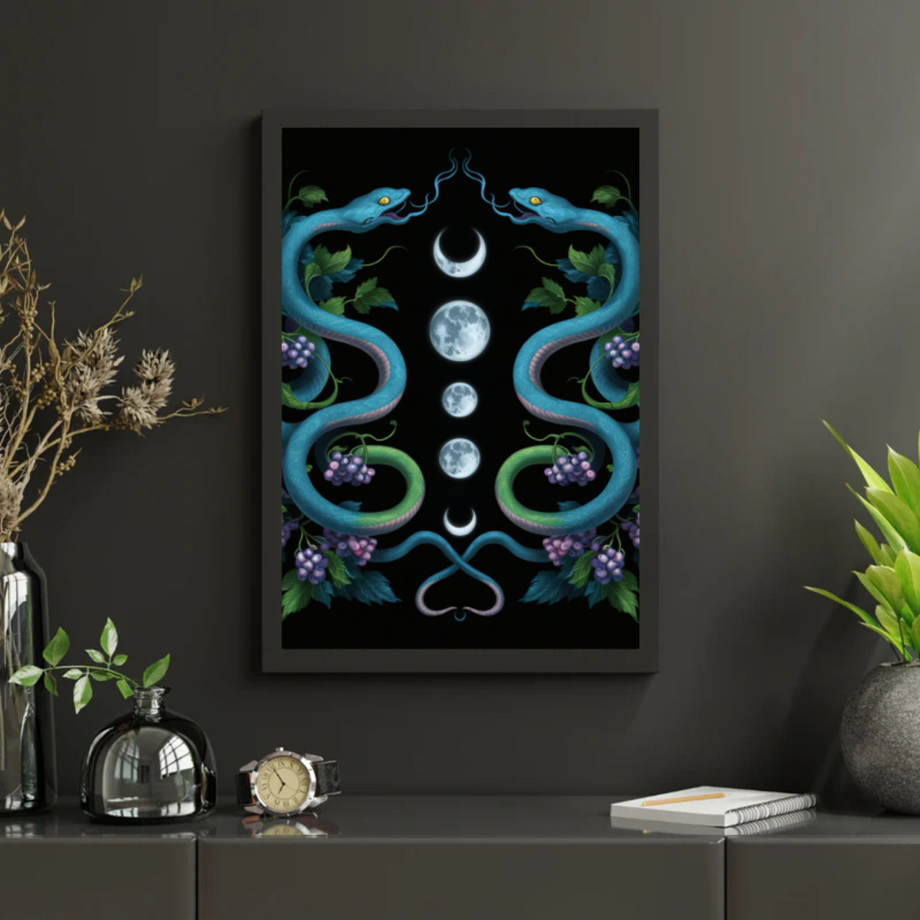 Diamantmalerei – Zwillingsschlangen-Mondphasen