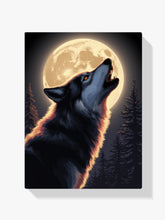 Diamantmalerei – Majestätischer Wolf heult den Mond an