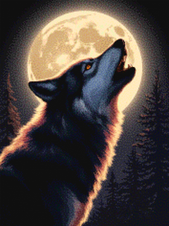 Diamantmalerei – Majestätischer Wolf heult den Mond an