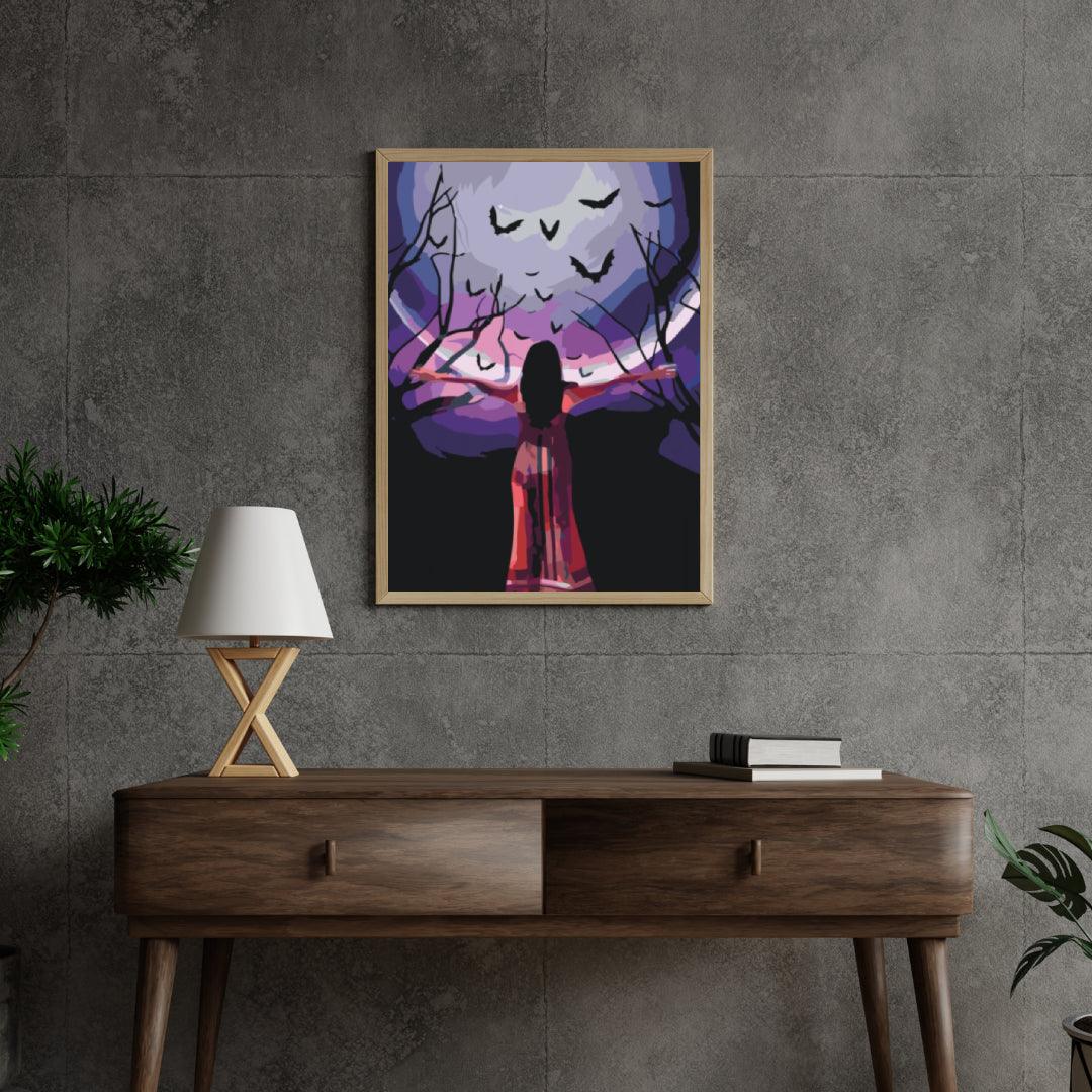 Diamantmalerei - Geheimnisvolle Frau unter dem Vollmond - SEOS Shop ®