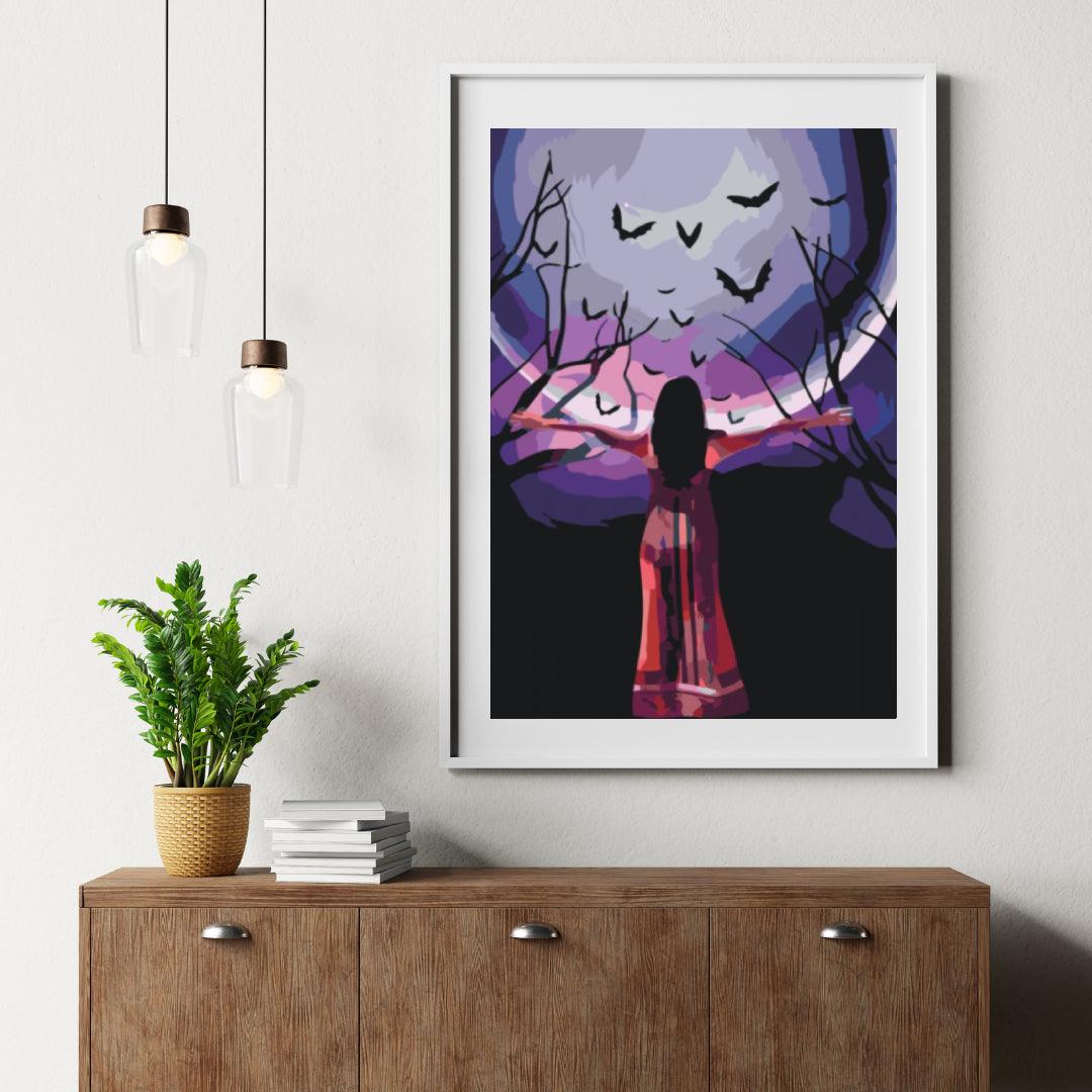 Diamantmalerei - Geheimnisvolle Frau unter dem Vollmond - SEOS Shop ®