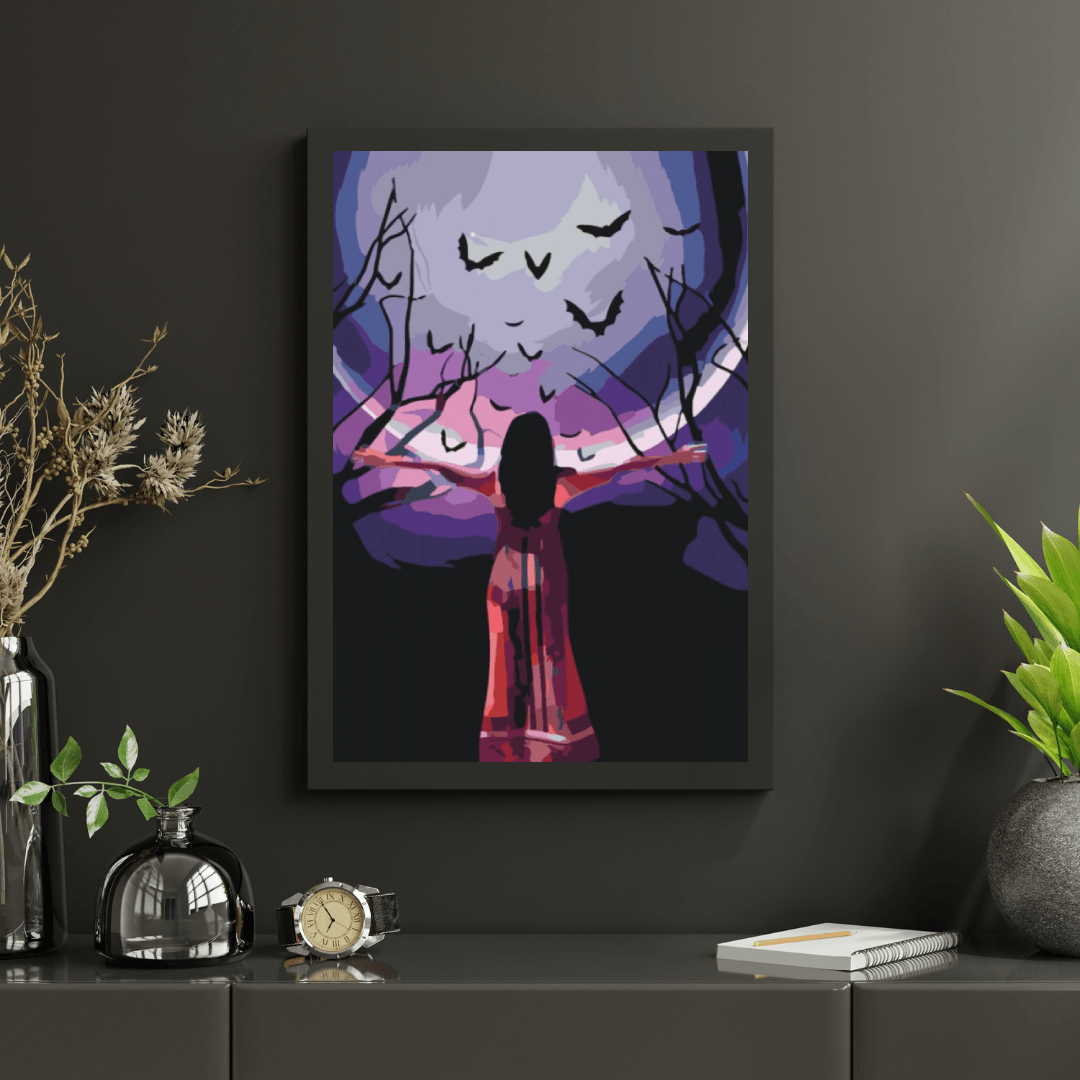 Diamantmalerei - Geheimnisvolle Frau unter dem Vollmond - SEOS Shop ®