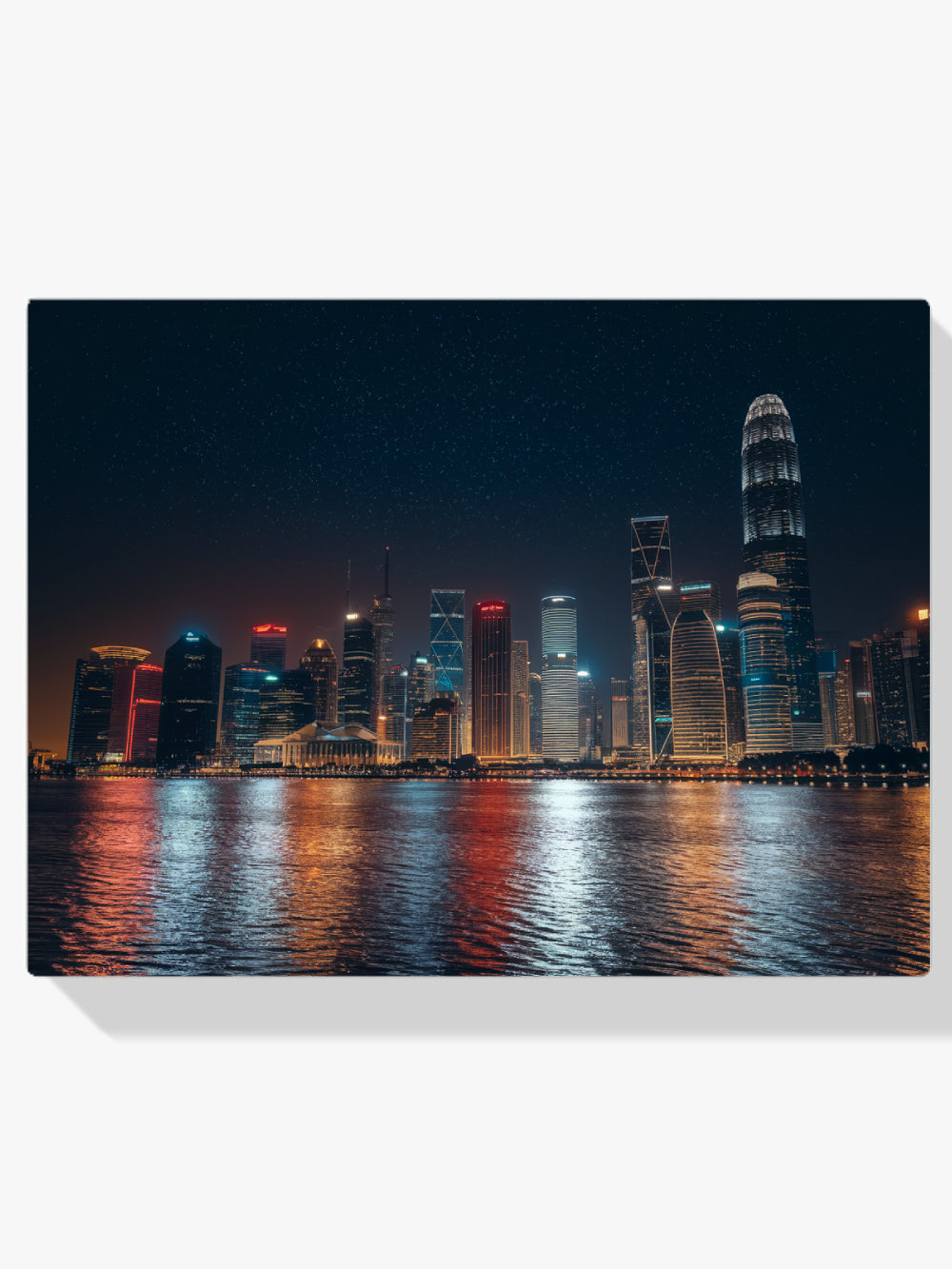 Diamantmalerei – Nachtstadtlandschaft mit Spiegelungen auf dem Wasser