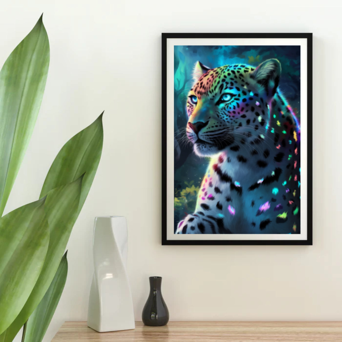 Diamantmalerei – Neon-Dschungelleopard