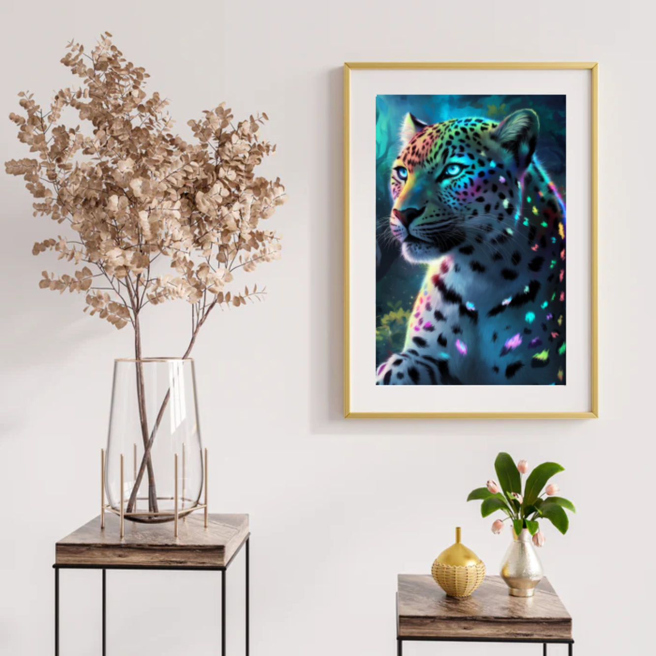 Diamantmalerei – Neon-Dschungelleopard