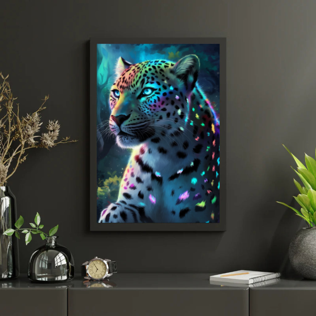 Diamantmalerei – Neon-Dschungelleopard