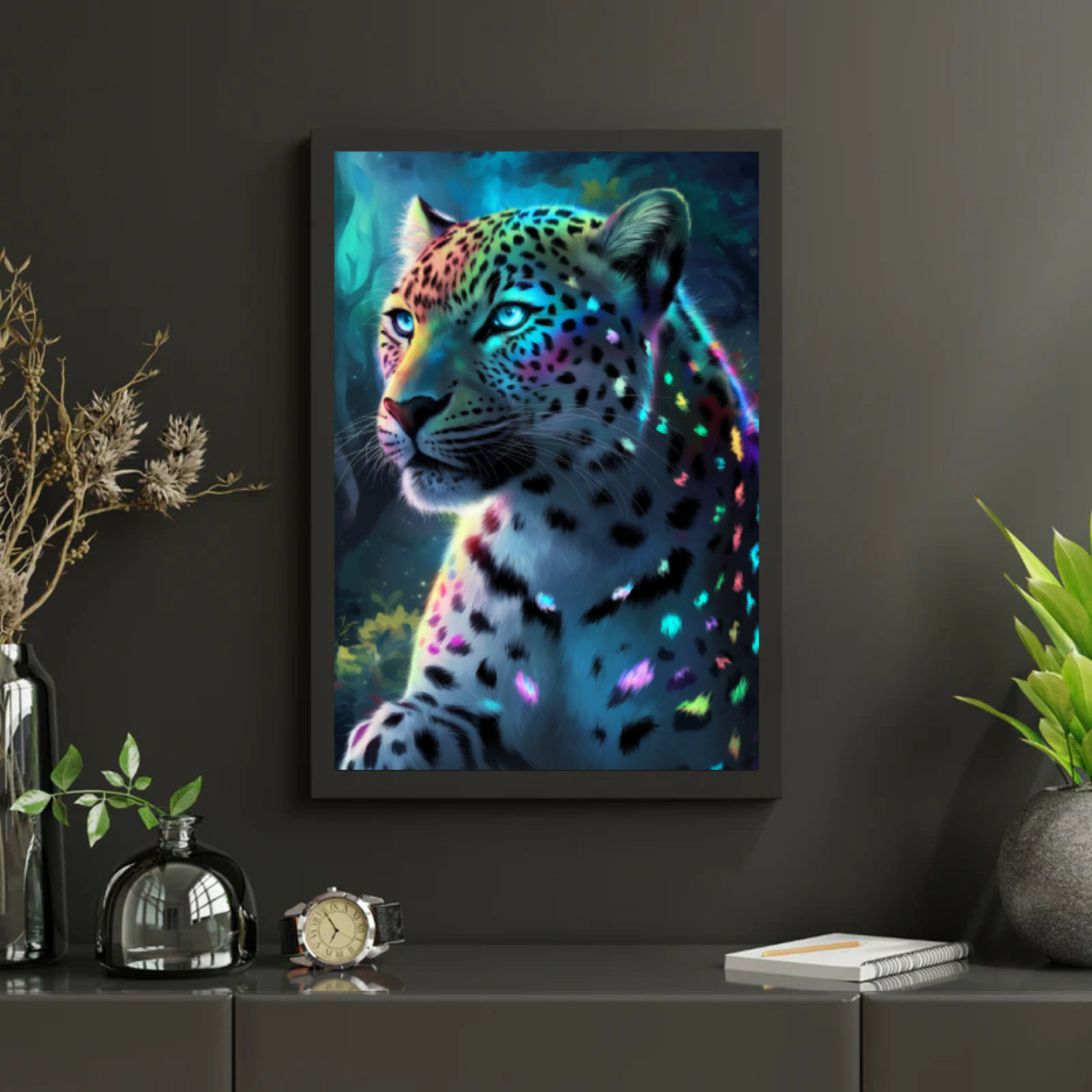 Diamantmalerei – Neon-Dschungelleopard