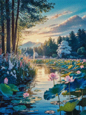Diamantmalerei – Erwachen des Lotusteichs