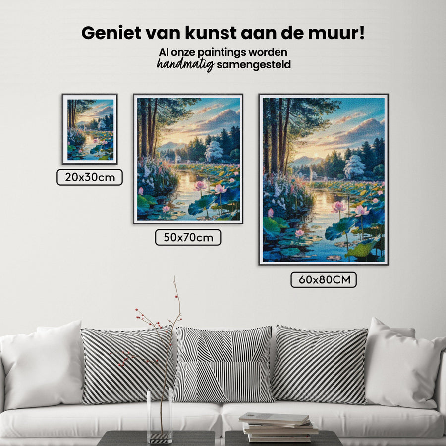 Diamantmalerei – Erwachen des Lotusteichs