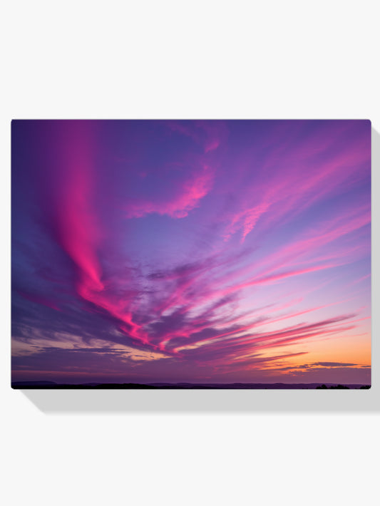 Diamantmalerei – Lila und rosa Wolken bei Sonnenuntergang