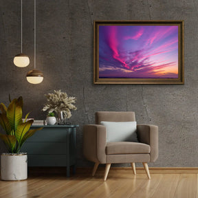 Diamantmalerei – Lila und rosa Wolken bei Sonnenuntergang