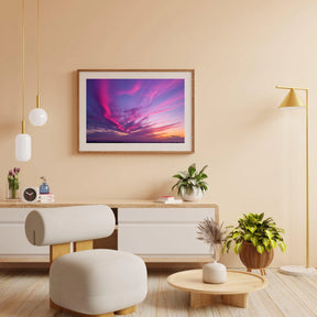 Diamantmalerei – Lila und rosa Wolken bei Sonnenuntergang