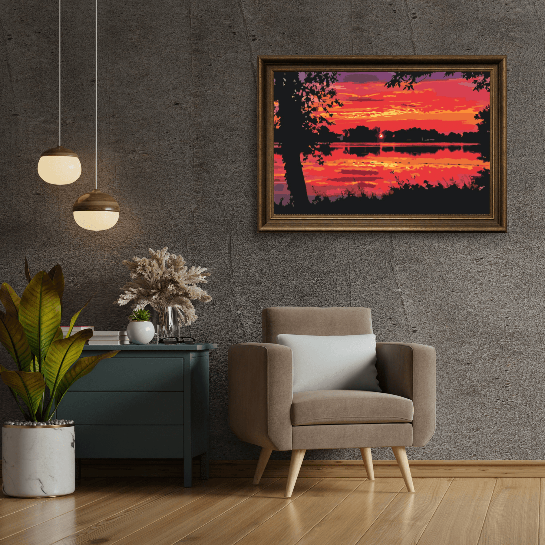 Diamantmalerei - Roter Sonnenuntergang - SEOS Shop ®