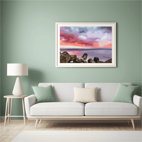 Diamantmalerei - Roter Sonnenuntergang über dem Meer - SEOS Shop ®