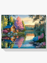 Diamantmalerei - Ruhige Hütte am See