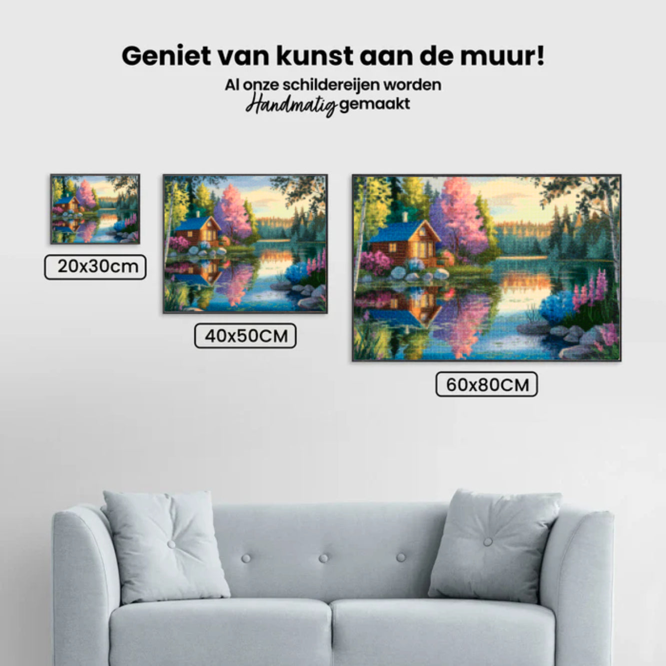 Diamantmalerei - Ruhige Hütte am See