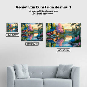 Diamantmalerei - Ruhige Hütte am See