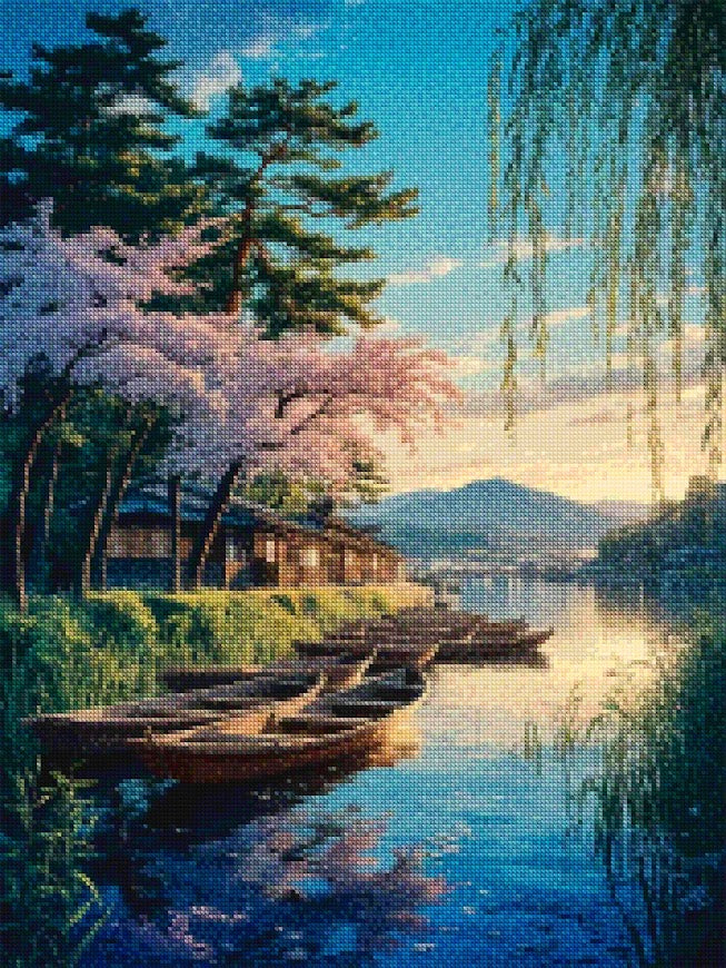 Diamantmalerei – Ruhige Küsten von Kyoto