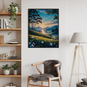 Diamantmalerei – Dämmerung über den Teehügeln