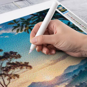 Diamantmalerei – Dämmerung über den Teehügeln