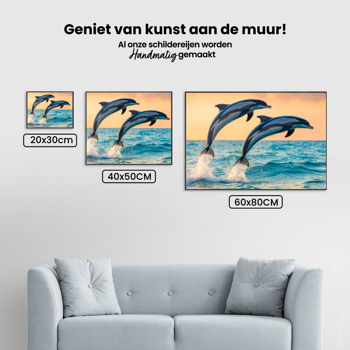 Diamantmalerei – Anmutiges Delfinduo springt aus dem Meer V1