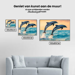 Diamantmalerei – Anmutiges Delfinduo springt aus dem Meer V1