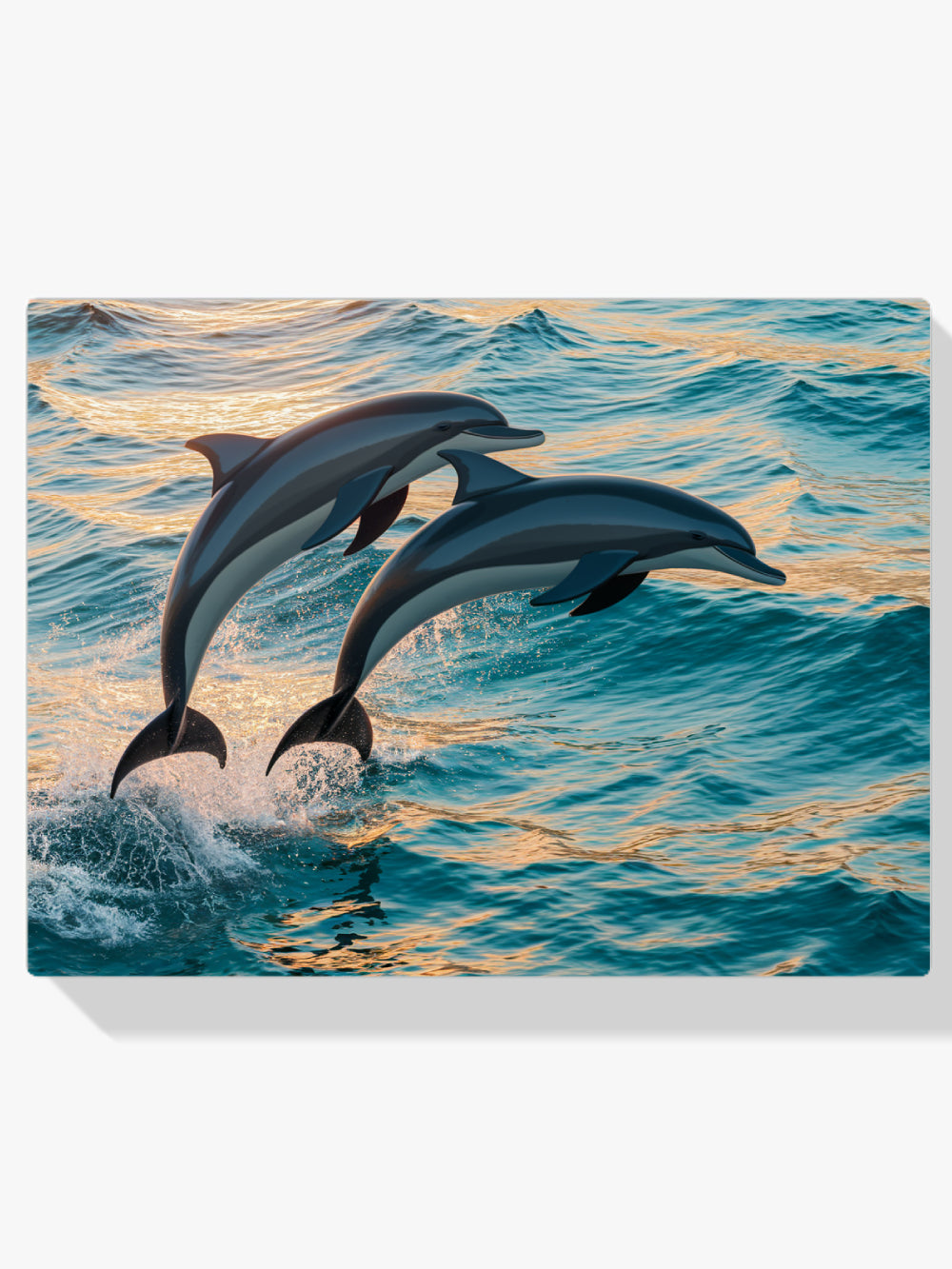Diamantmalerei – Anmutiges Delfinduo springt aus dem Meer V2