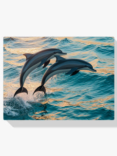 Diamantmalerei – Anmutiges Delfinduo springt aus dem Meer V2