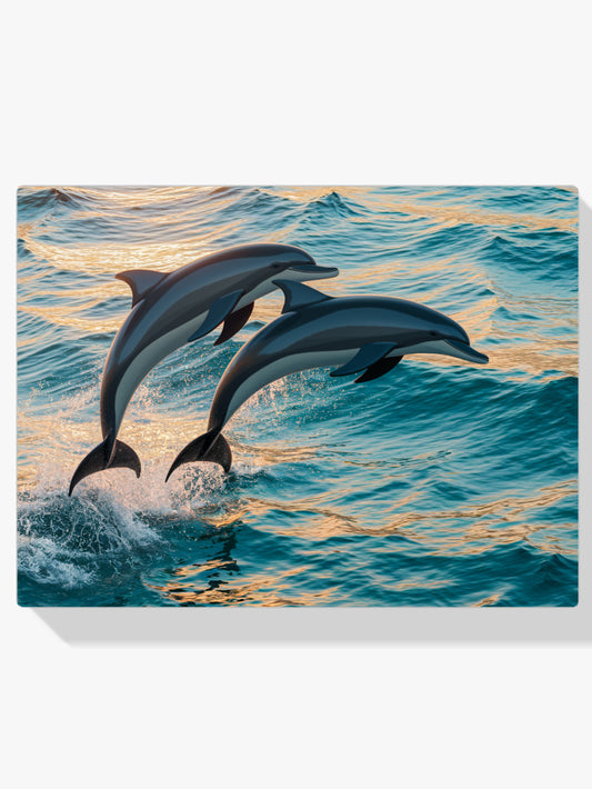 Diamantmalerei – Anmutiges Delfinduo springt aus dem Meer V2
