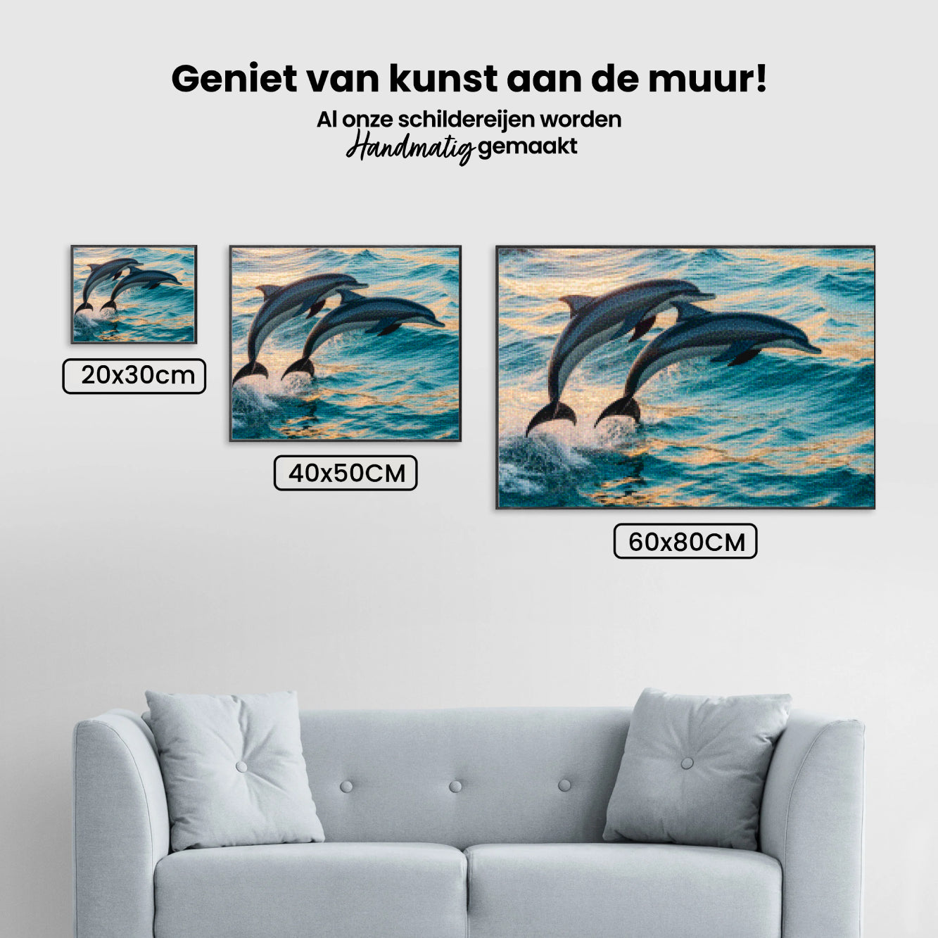 Diamantmalerei – Anmutiges Delfinduo springt aus dem Meer V2