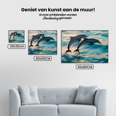 Diamantmalerei – Anmutiges Delfinduo springt aus dem Meer V2