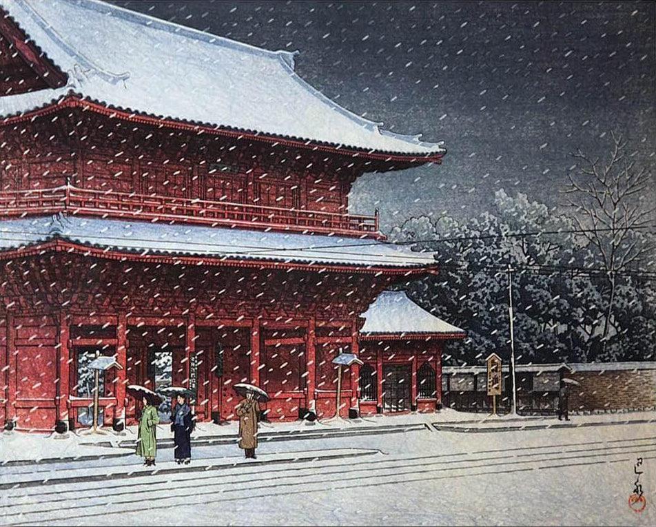 Diamantmalerei - Schnee über dem Zojoji-Tempel - SEOS Shop ®