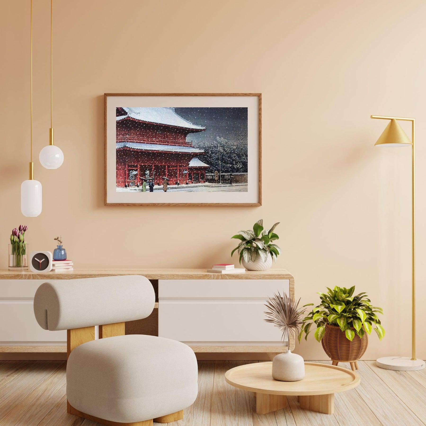 Diamantmalerei - Schnee über dem Zojoji-Tempel - SEOS Shop ®