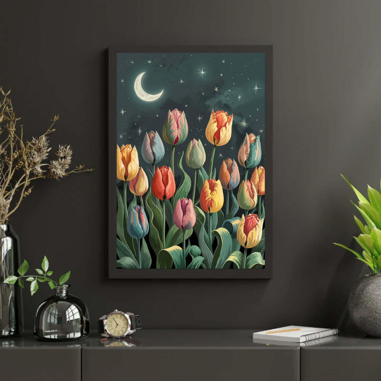Diamantmalerei - Tulpen im Mondlicht