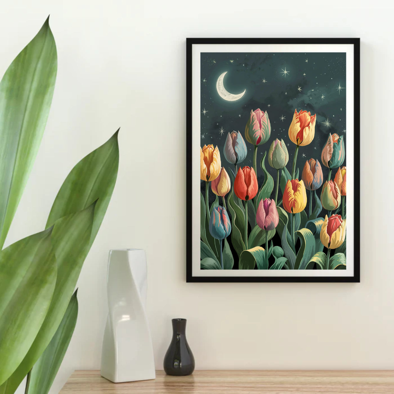 Diamantmalerei - Tulpen im Mondlicht