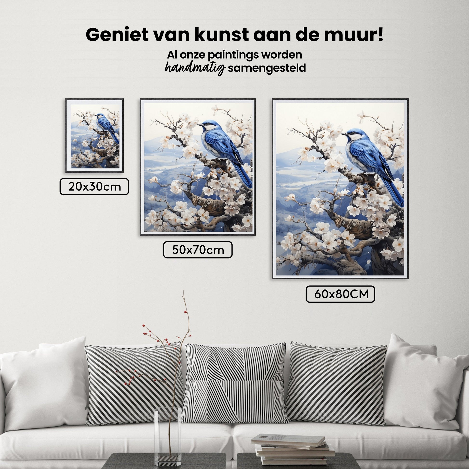Diamantmalerei – Vogel in Delfter Blau in einer Winterlandschaft