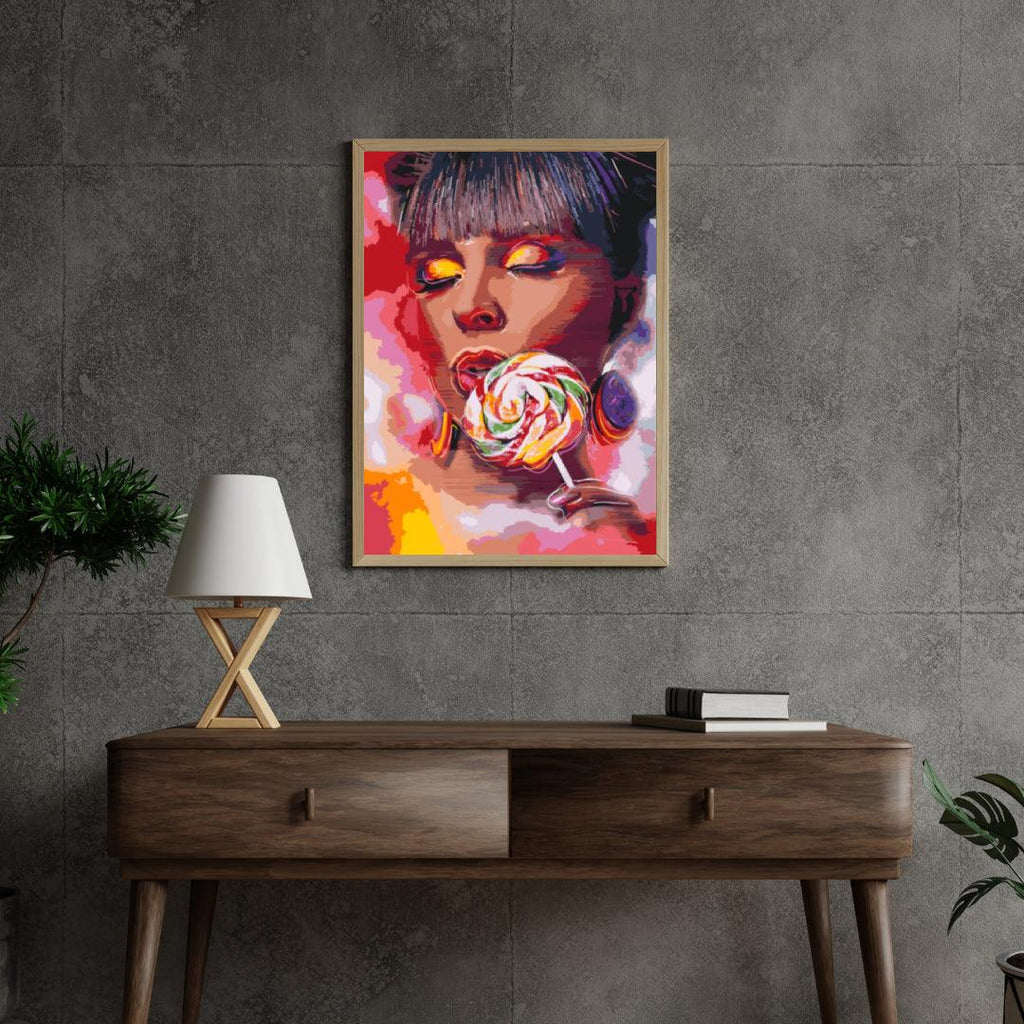 Diamantmalerei - Frau mit einem Lutscher - SEOS Shop ®