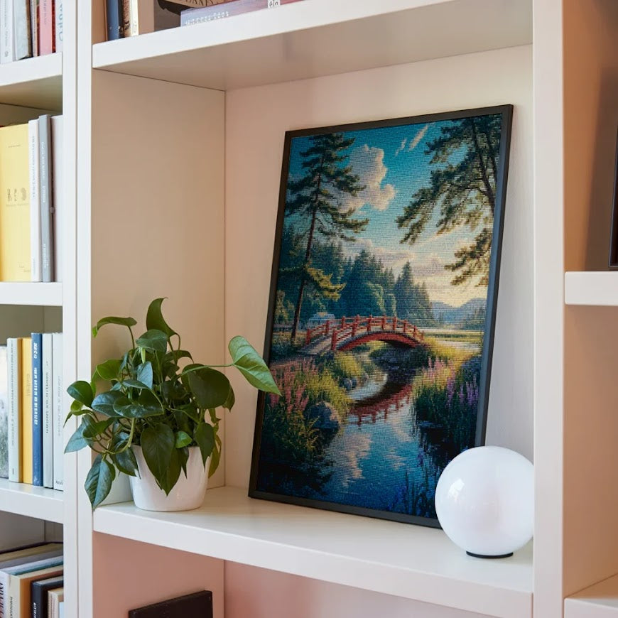 Diamond Painting - Über die rote Brücke gewunden