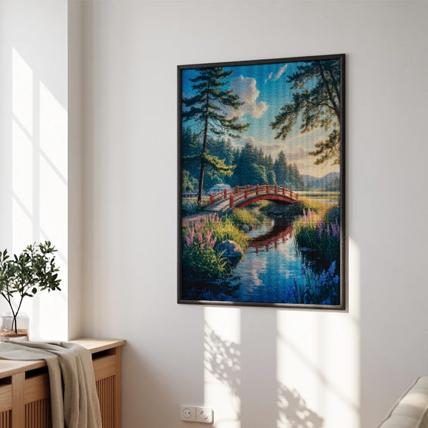 Diamond Painting - Über die rote Brücke gewunden