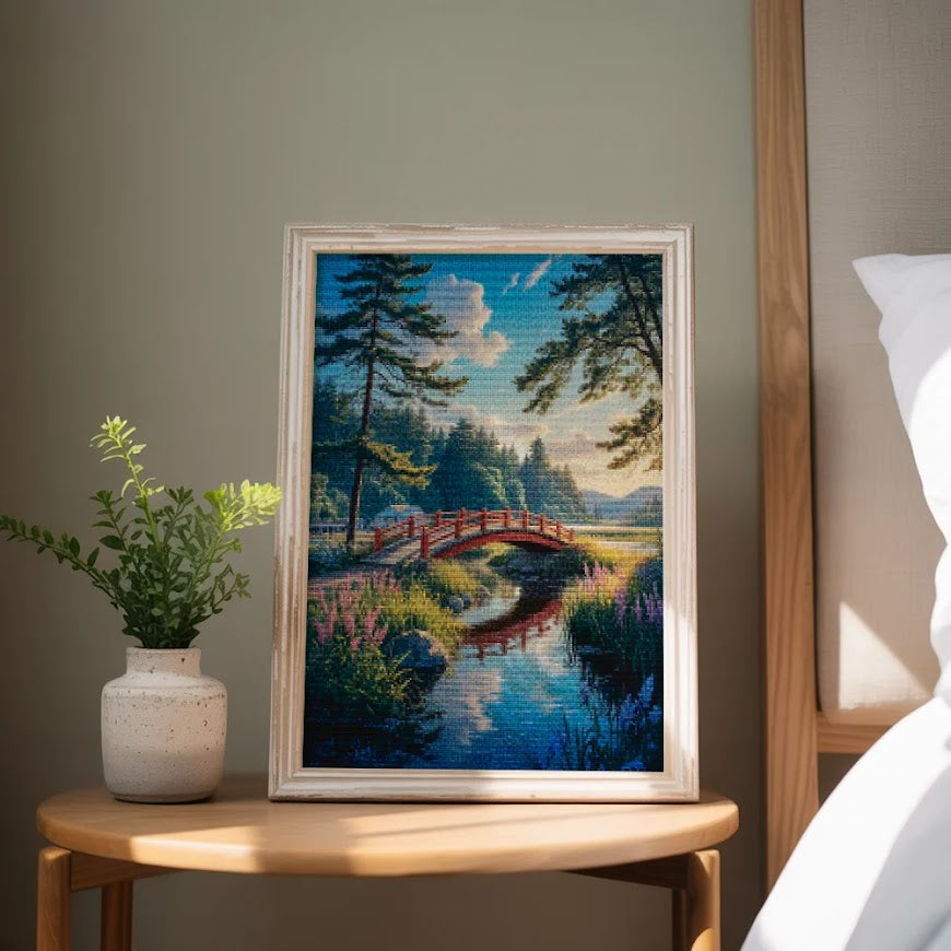 Diamond Painting - Über die rote Brücke gewunden