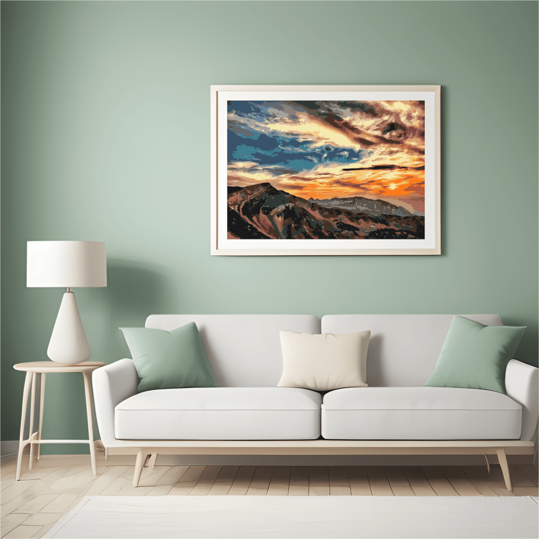 Diamantmalerei - Sonnenuntergang über den Bergen - SEOS Shop ®