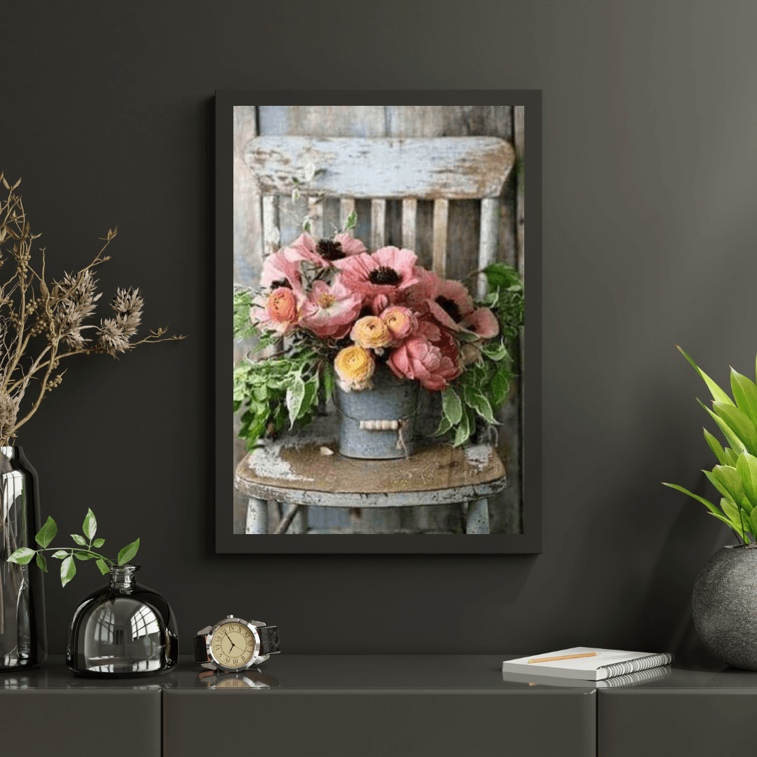 Diamantmalerei Blumen im Eimer