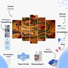Diamantmalerei Chinesischer Grüner Drache, 5-teilig - SEOS Shop ®